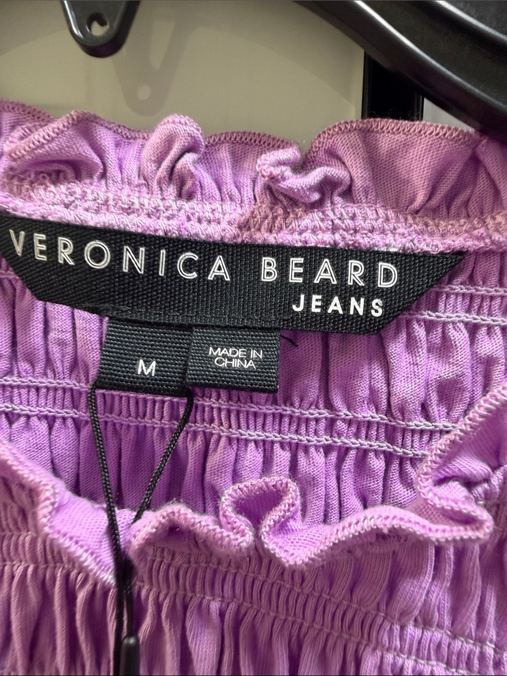 Veronica Beard Lilac Smocked Puff Sleeve Top - Picture 2 of 7